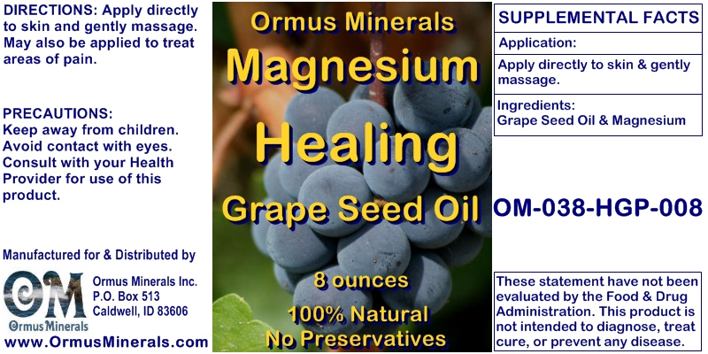 Ormus Minerals - Magnesium Healing Grape Seed Oil